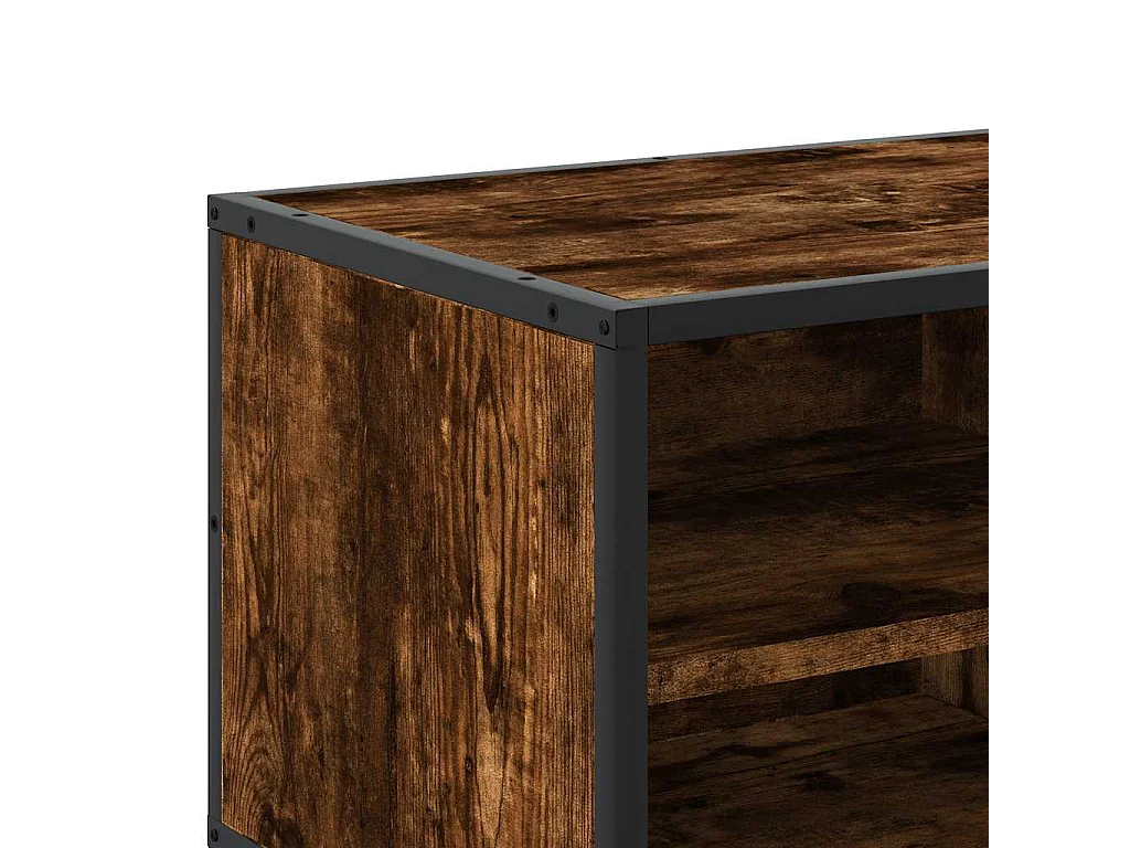 TV-meubel van gerookt eikenhout 80x34,5x40 cm, bewerkt hout en metaal
