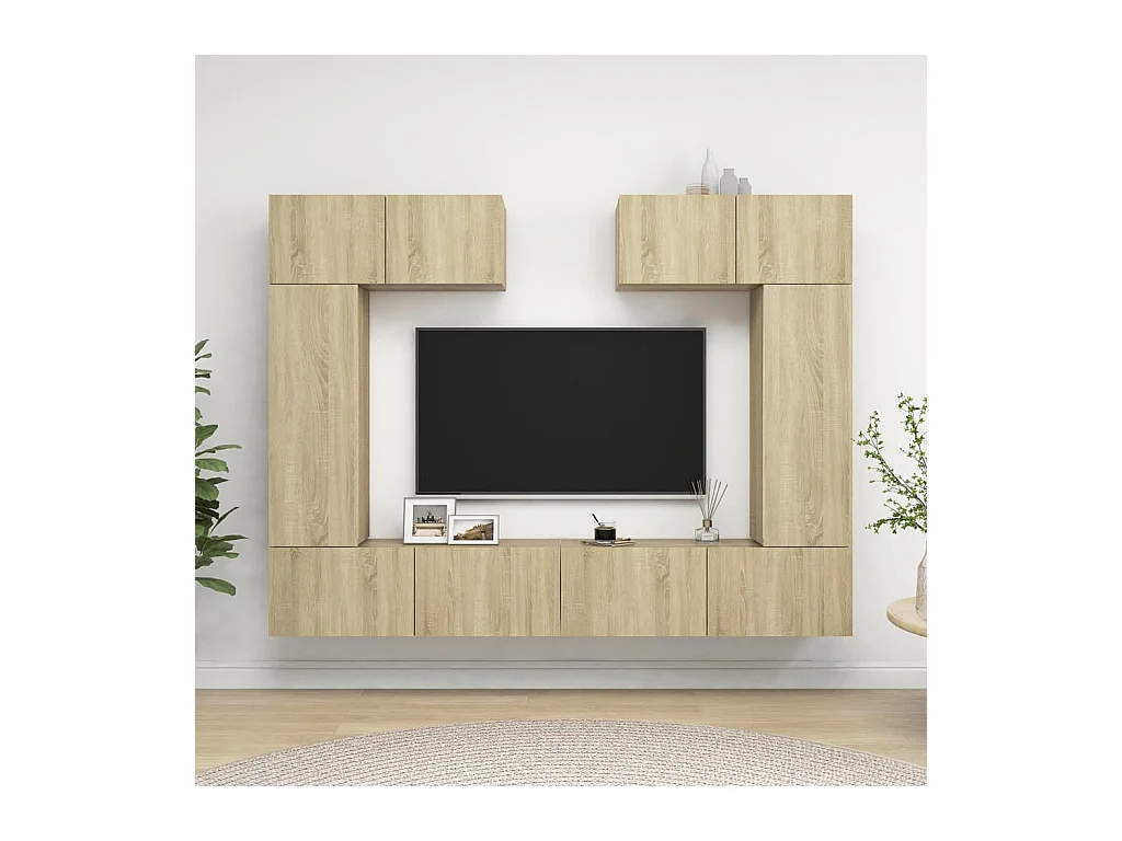 Set di mobili TV da 6 pezzi in legno ingegnerizzato Sonoma Oak