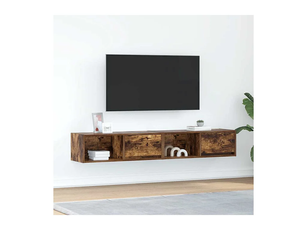 Mobile TV 2 pezzi rovere affumicato 80x31x25,5 cm legno ingegnerizzato