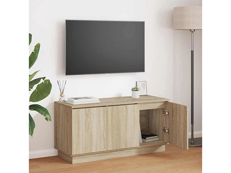 Mobile TV con LED in rovere Sonoma 100 x 38 x 49 cm