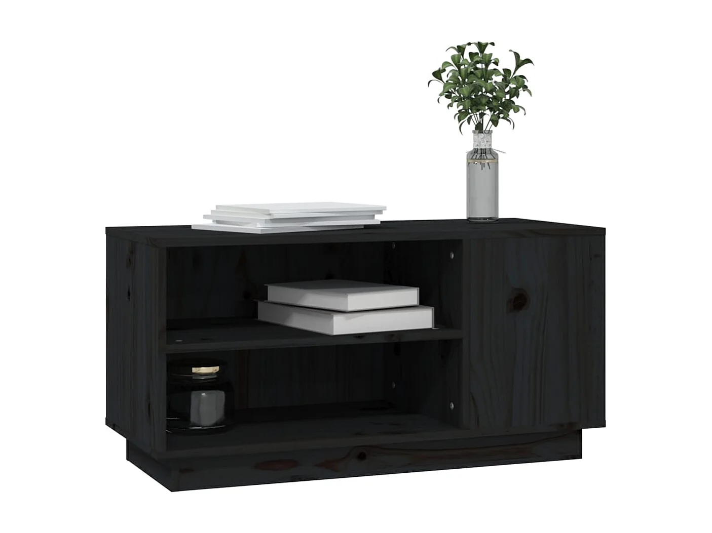 Mobile porta TV nero 80x35x40,5 cm Legno massello di pino