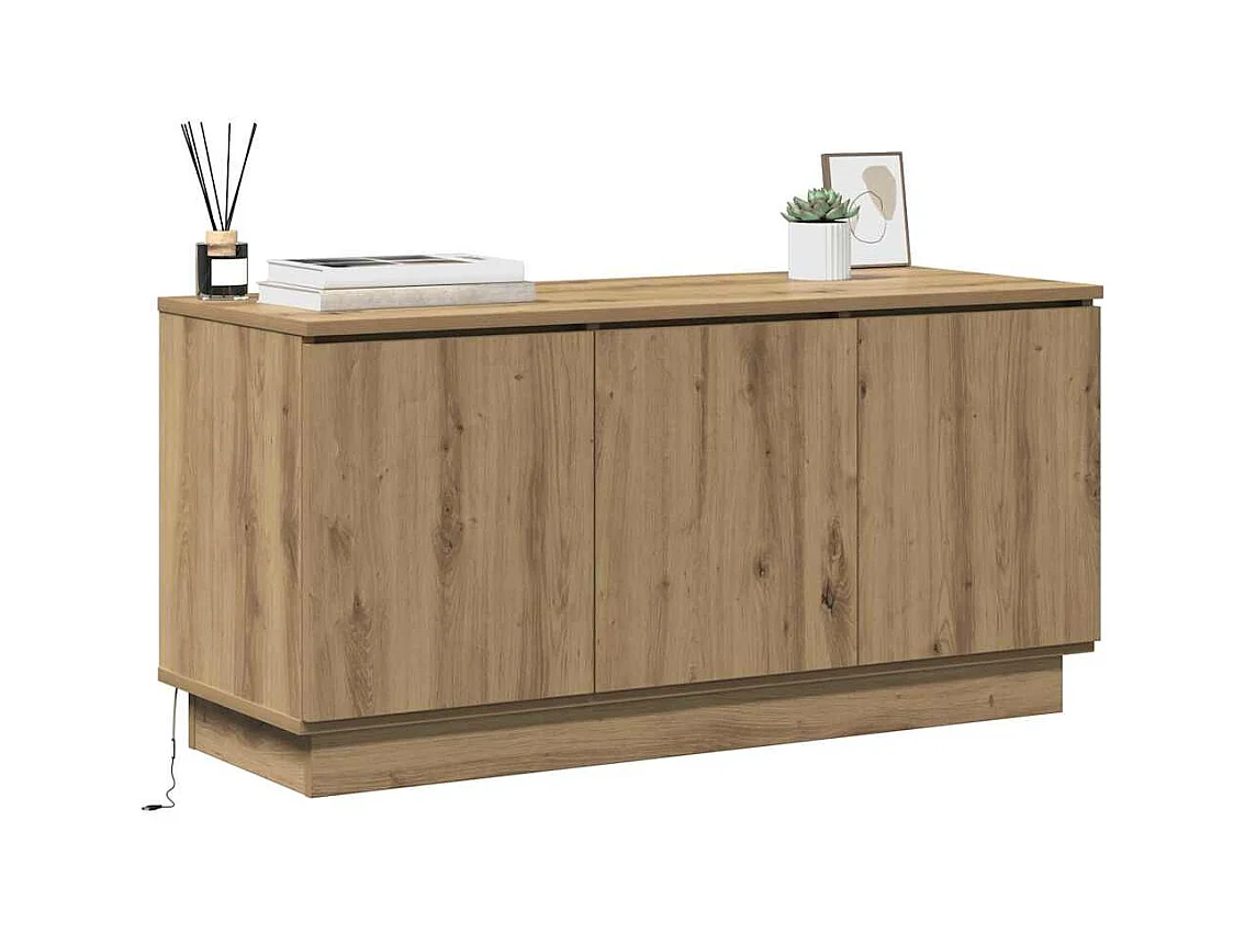 Meuble TV avec LED chêne artisanal 100 x 38 x 49 cm