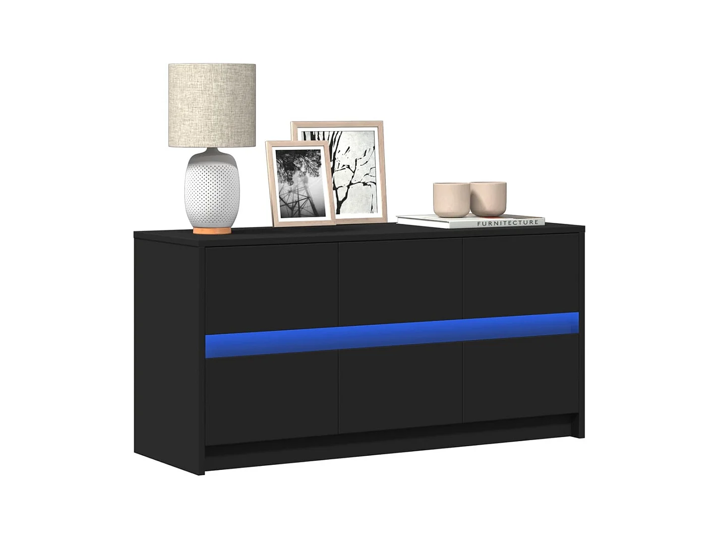 Meuble TV avec LED noir 100x34x50 cm bois d'ingénierie