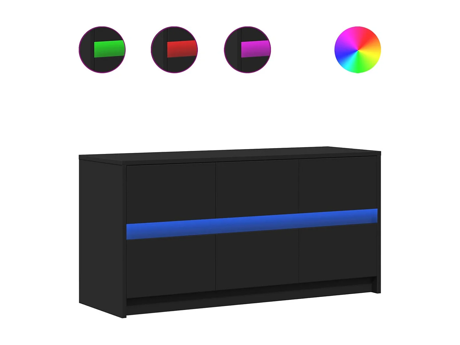 Meuble TV avec LED noir 100x34x50 cm bois d'ingénierie