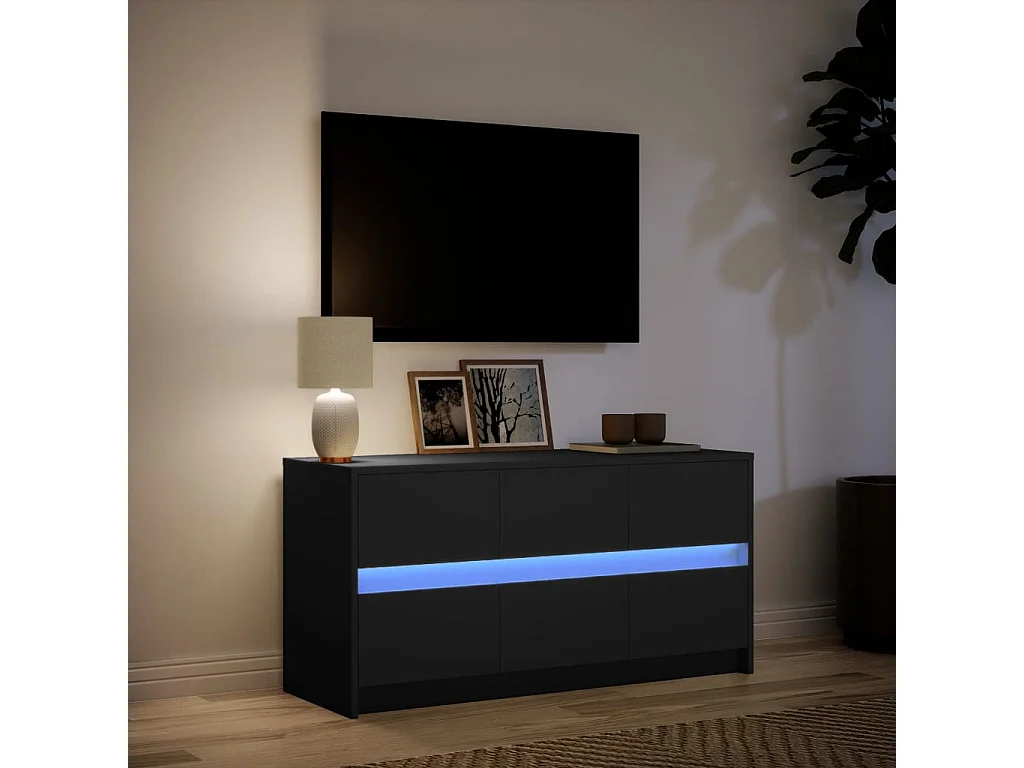 Meuble TV avec LED noir 100x34x50 cm bois d'ingénierie