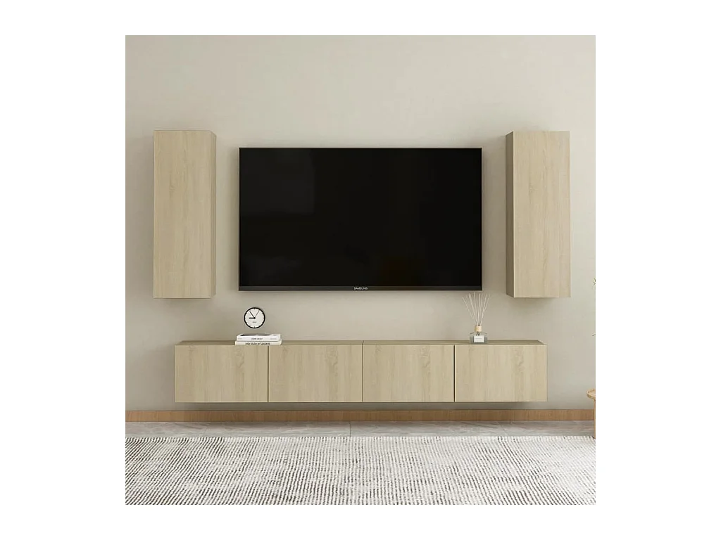 4-delige tv-meubelset Sonoma eiken bewerkt hout