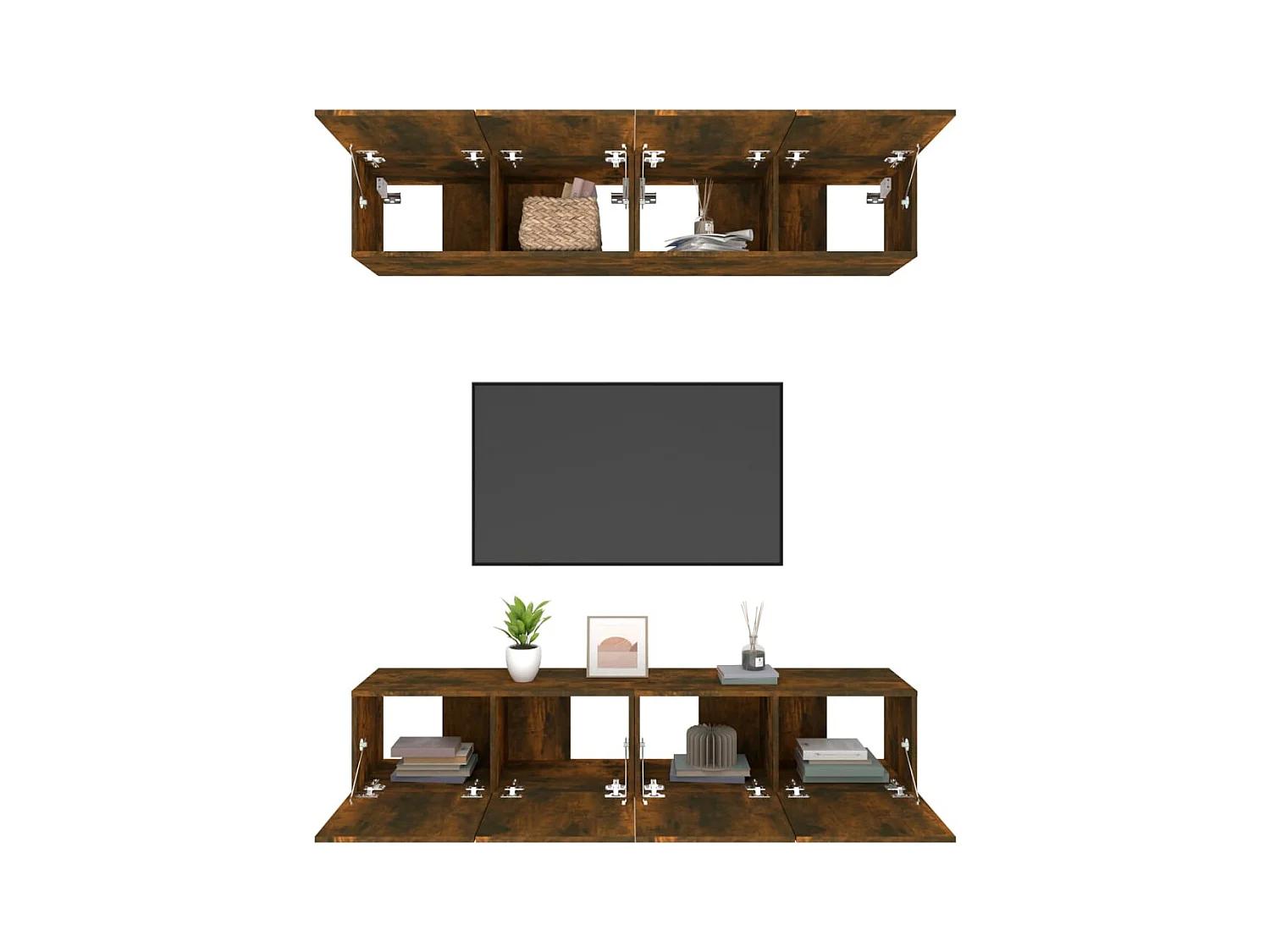 TV-kast 4 stuks gerookt eiken 80x30x30 cm bewerkt hout