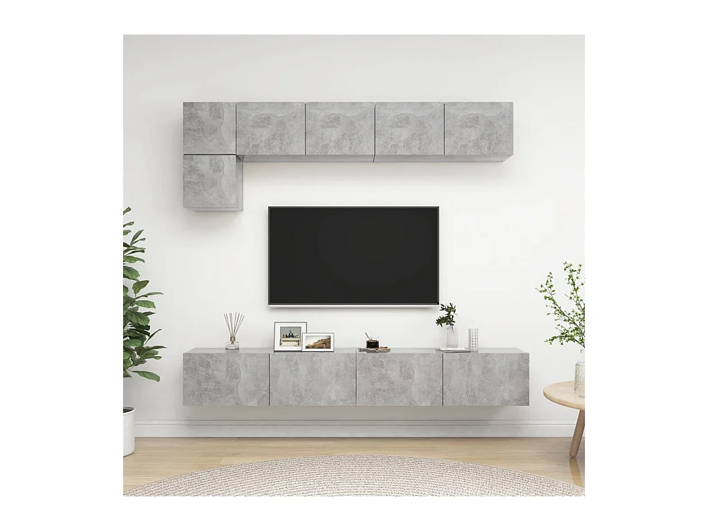 Ensemble de meubles TV 5 pcs Gris béton Bois d'ingénierie