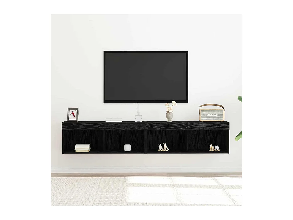 Mobile TV 2 pezzi Rovere nero 80 x 30 x 30 cm Legno ingegnerizzato
