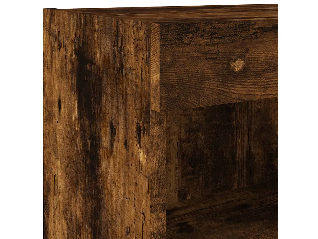Parete attrezzata TV con LED 8 pezzi in legno ingegnerizzato rovere affumicato