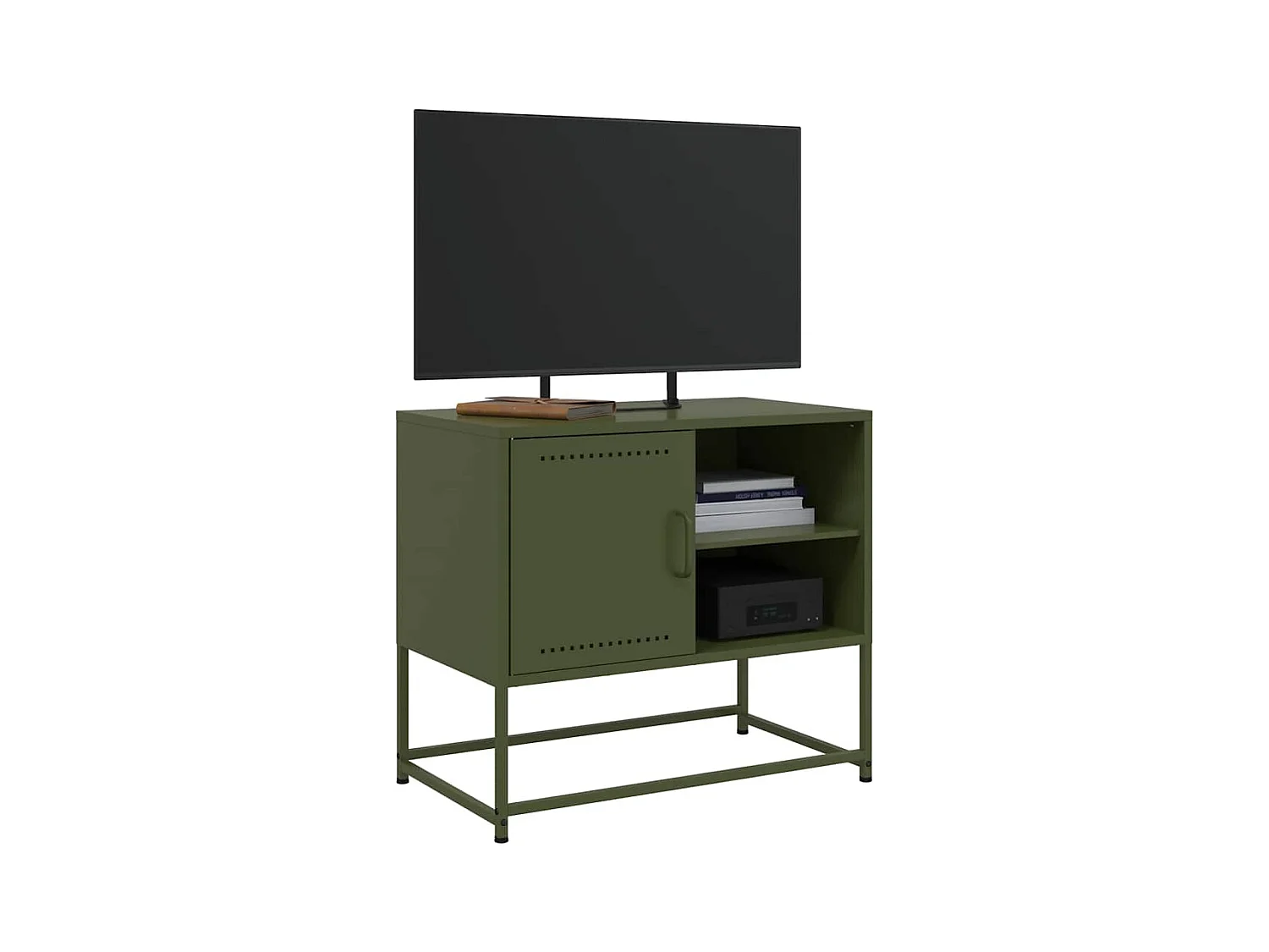 Meuble TV vert olive 68x39x60,5 cm acier