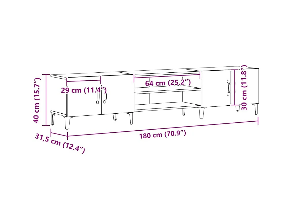 Meuble TV Chêne noir 180 x 31.5 x 40 cm Bois d'ingénierie