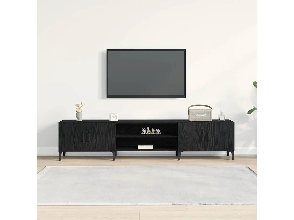 Mueble de TV de roble negro 180 x 31,5 x 40 cm Madera de ingeniería
