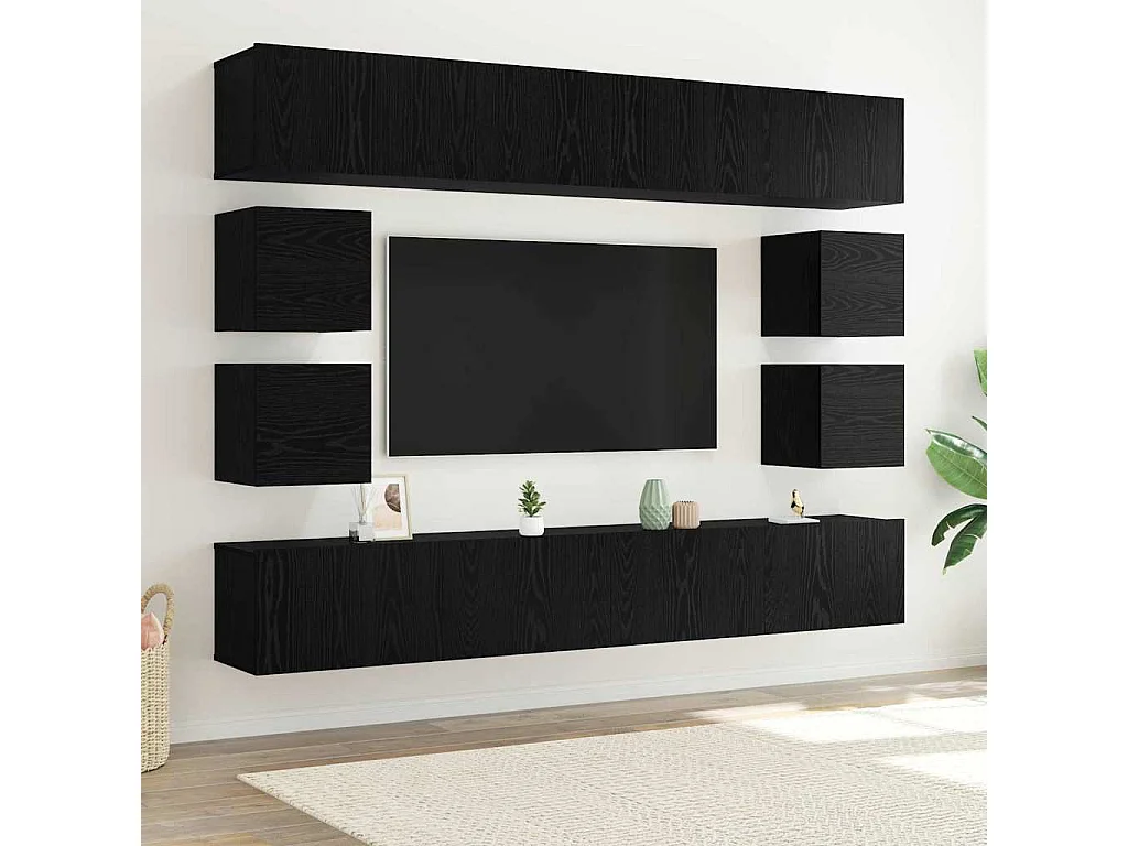 Ensemble meuble TV 8 pcs Chêne noir 100 x 30 x 30 cm