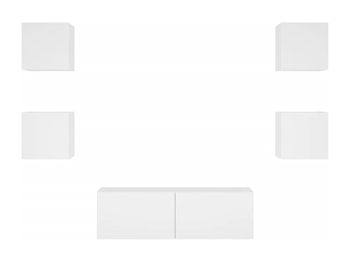 Meuble TV muraux 5 pcs avec lumières LED blanc