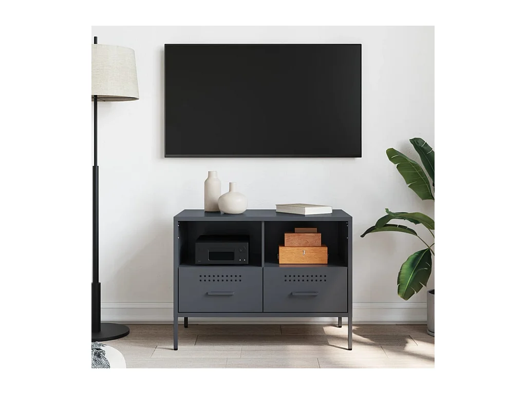Meuble TV anthracite 68x39x50,5 cm acier