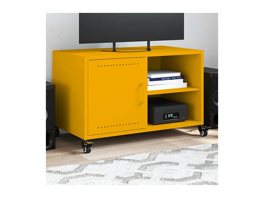 Meuble TV jaune moutarde 68x39x43,5 cm acier