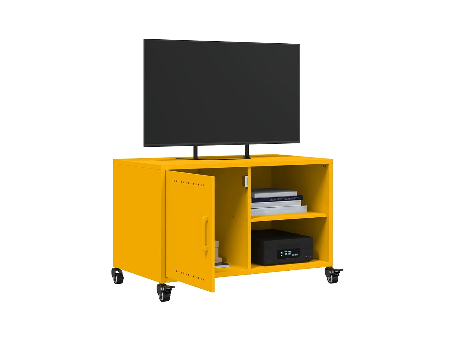Mueble de TV amarillo mostaza 68x39x43,5 cm acero