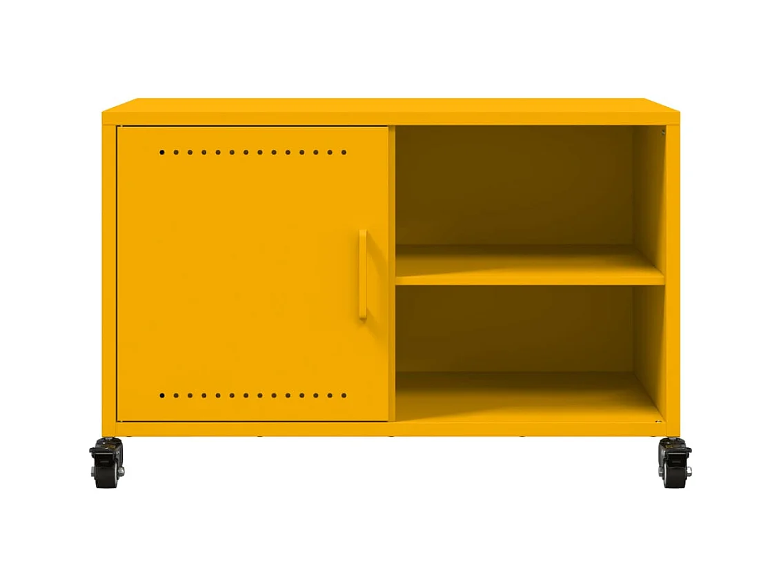 Mueble de TV amarillo mostaza 68x39x43,5 cm acero