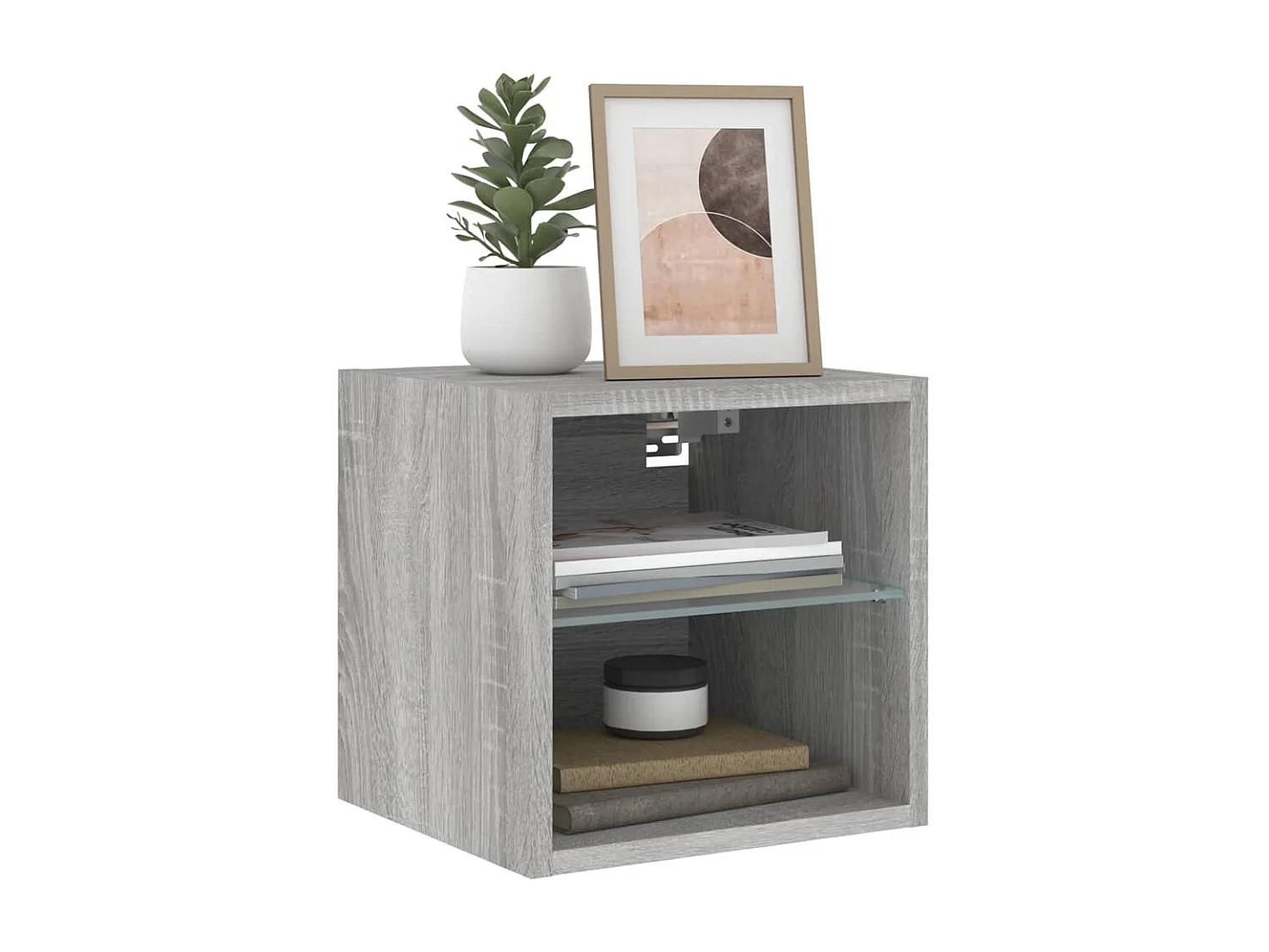 Mueble de TV de pared con luces LED Sonoma gris 30x28,5x30 cm