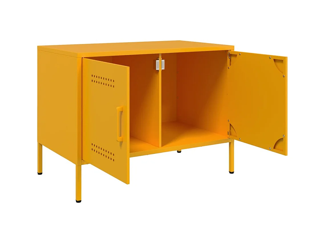 Mobile TV 2 pezzi giallo senape 68x39x50,5 cm acciaio
