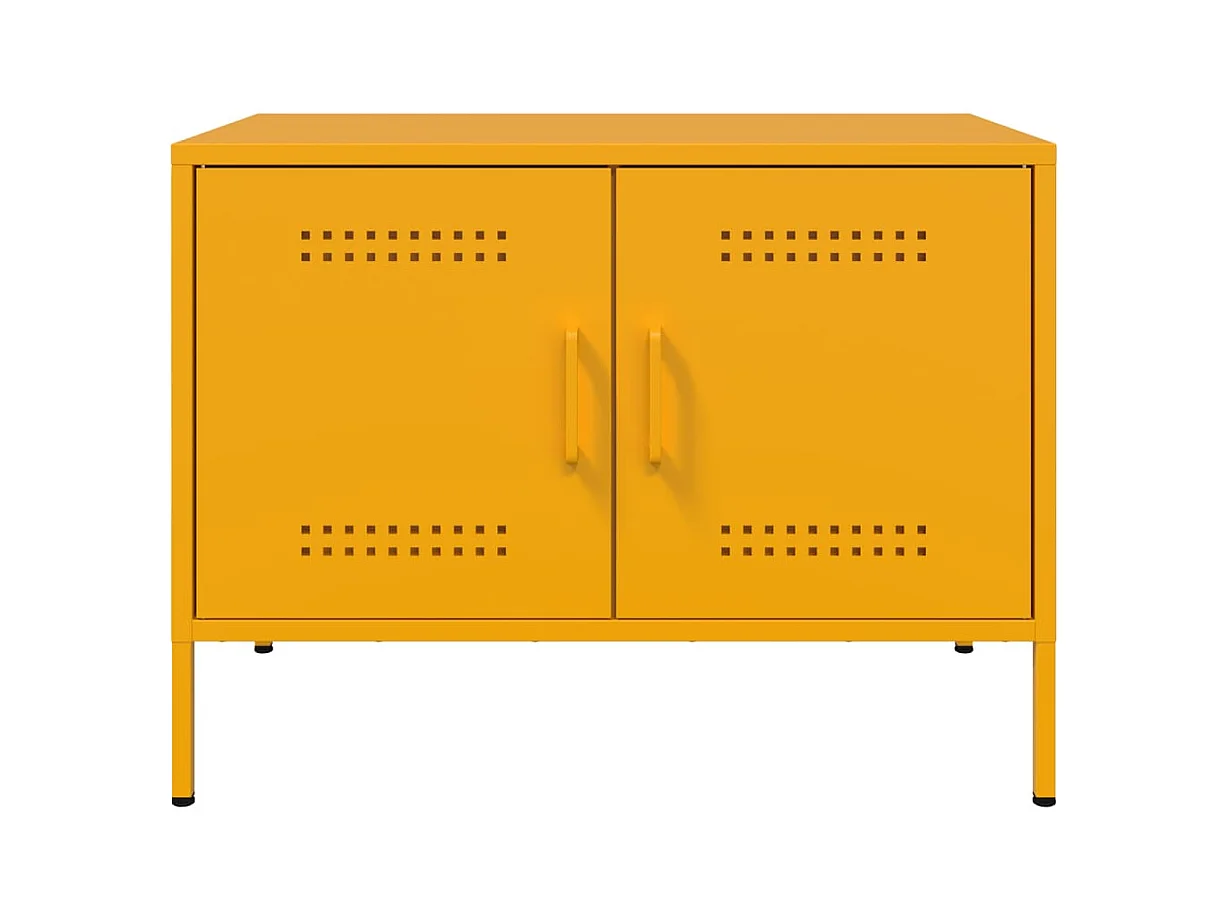 Mobile TV 2 pezzi giallo senape 68x39x50,5 cm acciaio