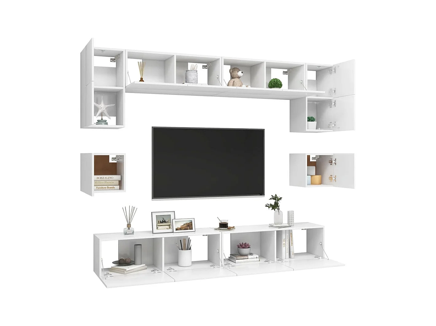 Ensemble de meubles TV 8 pcs Blanc Bois d'ingénierie