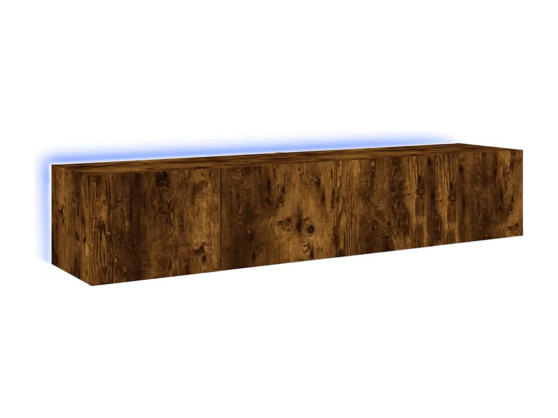Mobili TV a parete e luci LED 2 pezzi rovere affumicato 80x35x31 cm