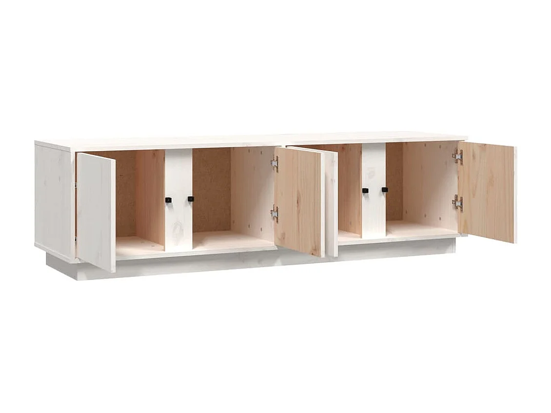 Meuble TV Blanc 140x40x40 cm Bois de pin massif