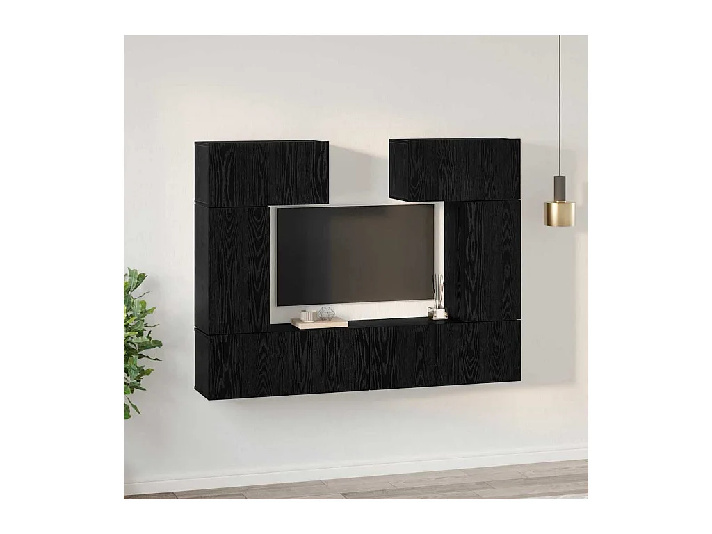 Set di mobili TV da 6 pezzi in rovere nero 80 x 30 x 30 cm