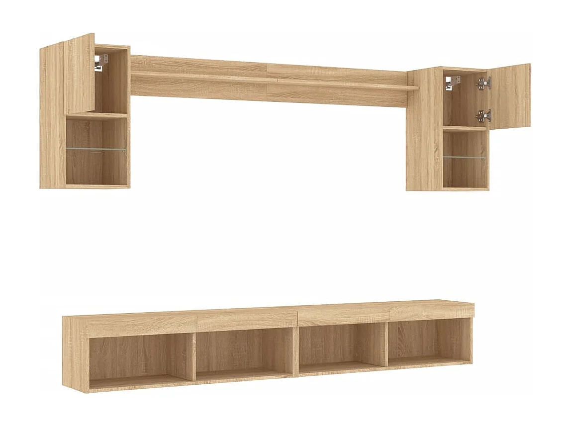 Unités murales TV avec LED 6 pcs chêne sonoma bois d'ingénierie
