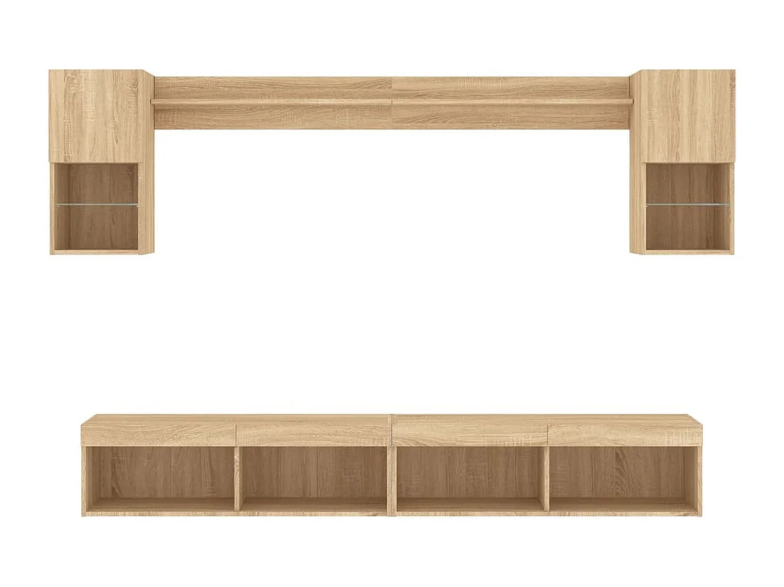 TV-Wohnwände mit LED 6-tlg. Sonoma Eiche Holzwerkstoff