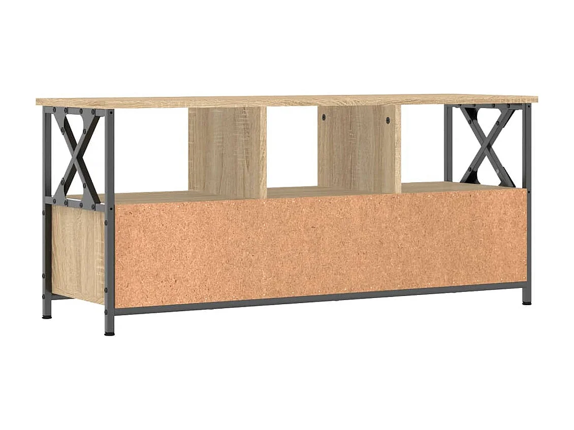 Meuble TV chêne sonoma 102x33x45 cm bois d'ingénierie et fer