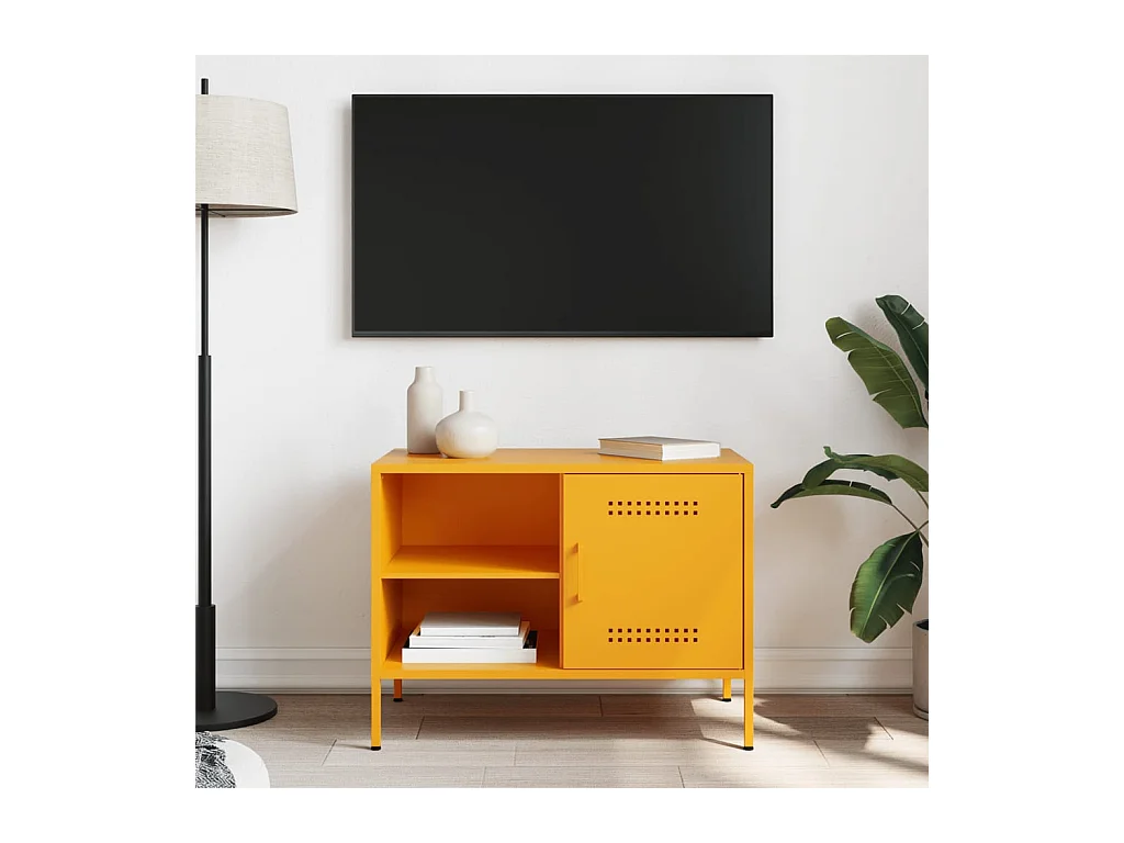 Mobile porta TV giallo senape 68x39x50,5 cm in acciaio