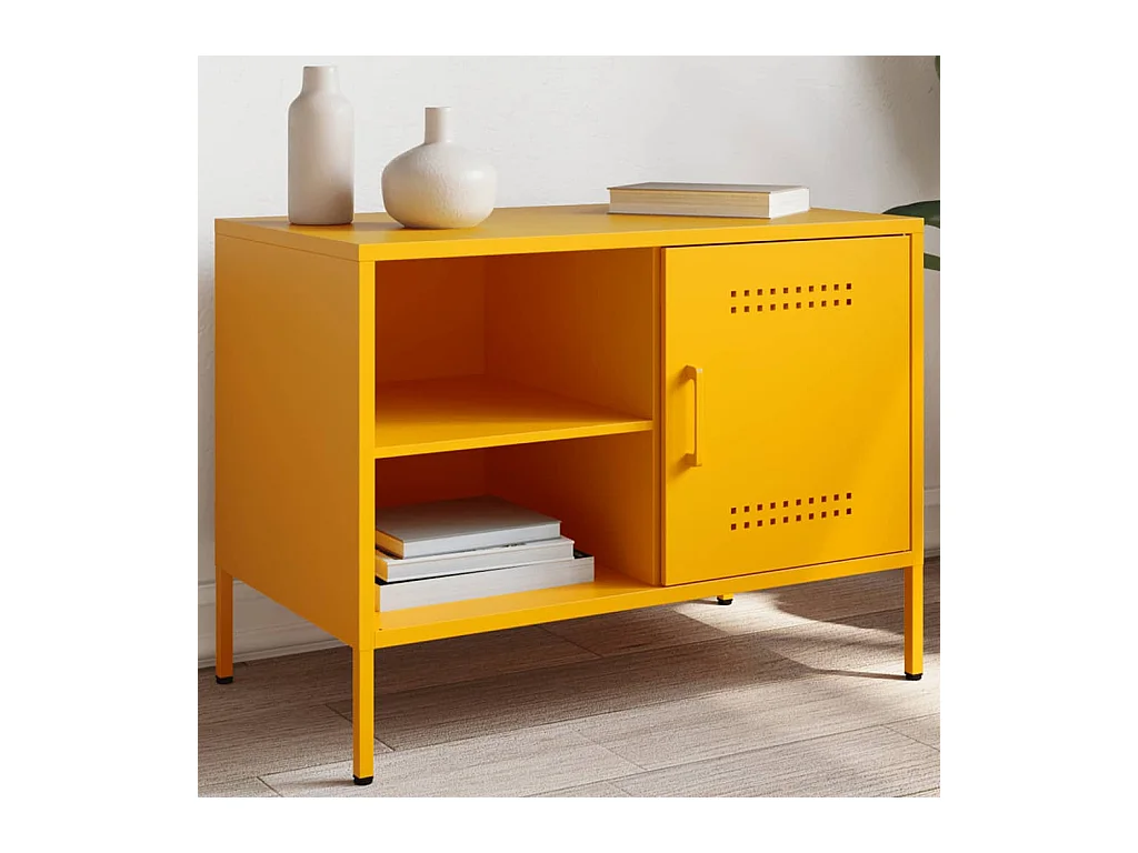 Meuble TV jaune moutarde 68x39x50,5 cm acier