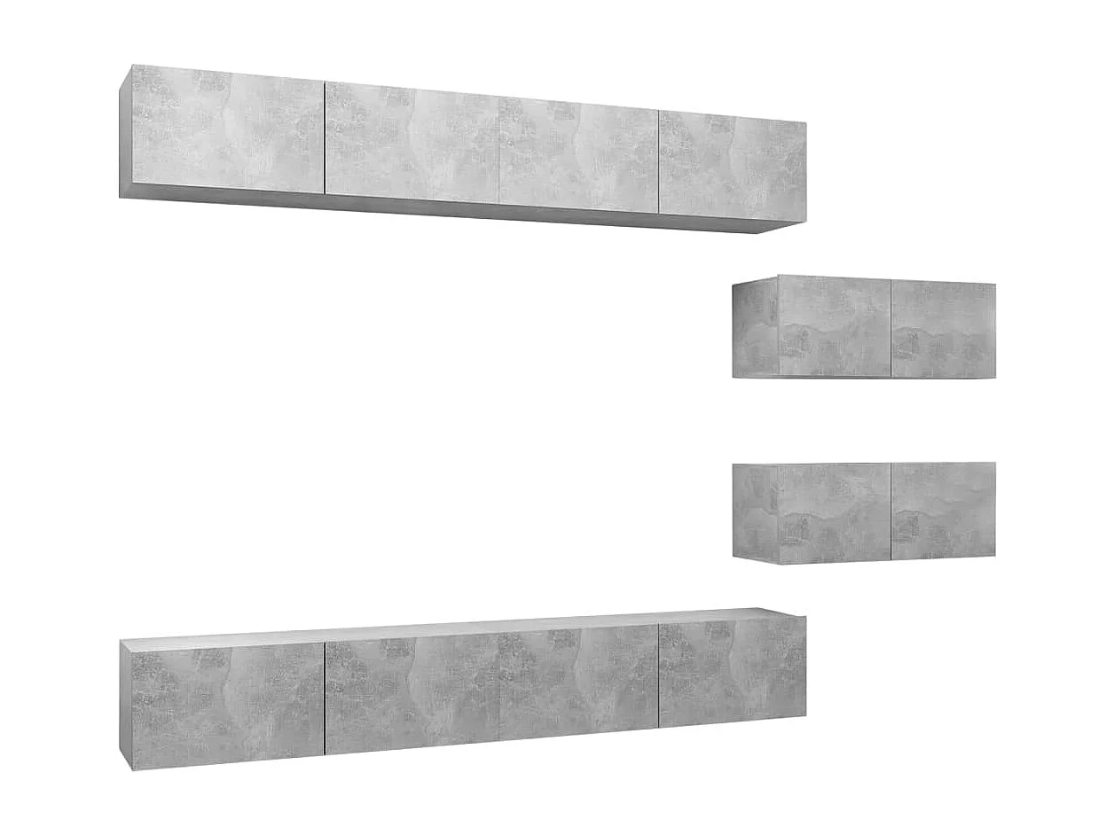 Ensemble de meubles TV 6 pcs Gris béton Bois d'ingénierie