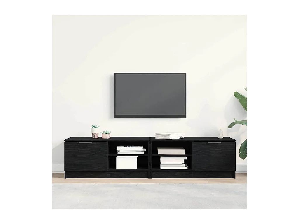 2-delige tv-kast Zwart 80 x 35 x 36,5 cm Bewerkt hout