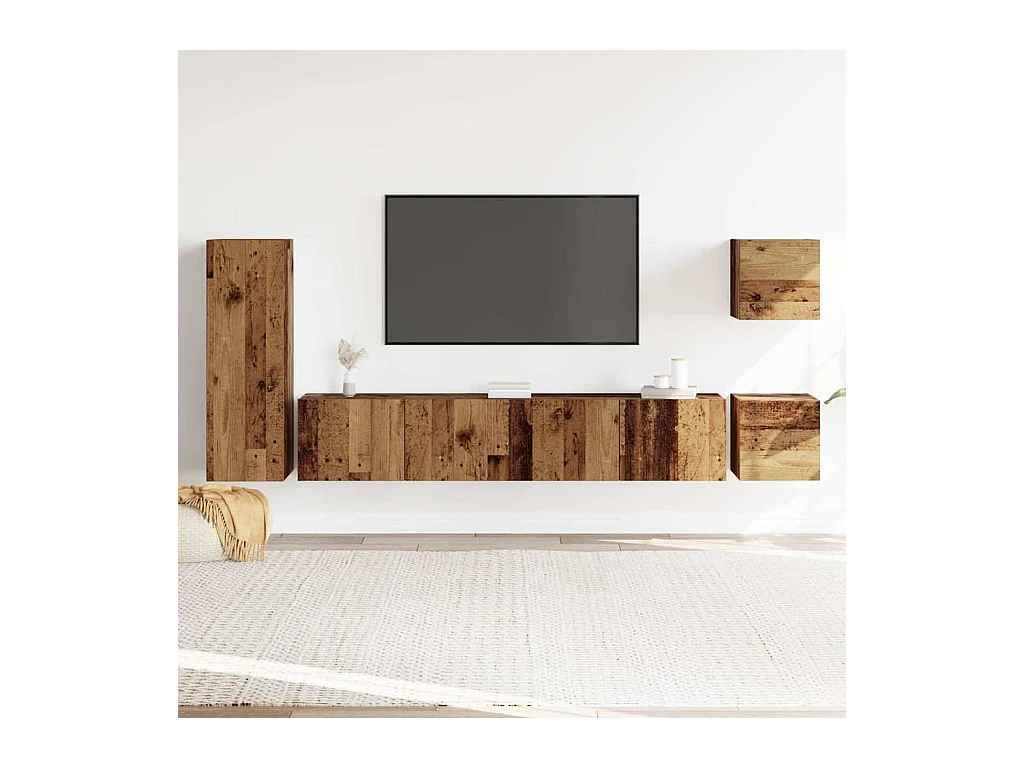 Ensemble de meuble TV mural 5 pcs vieux bois bois d'ingénierie