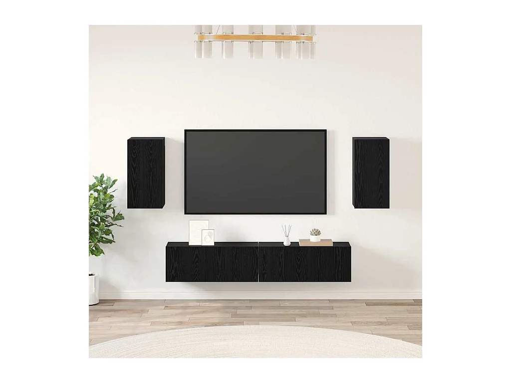 Ensemble meuble TV 4 pcs Chêne noir 80 x 30 x 30 cm