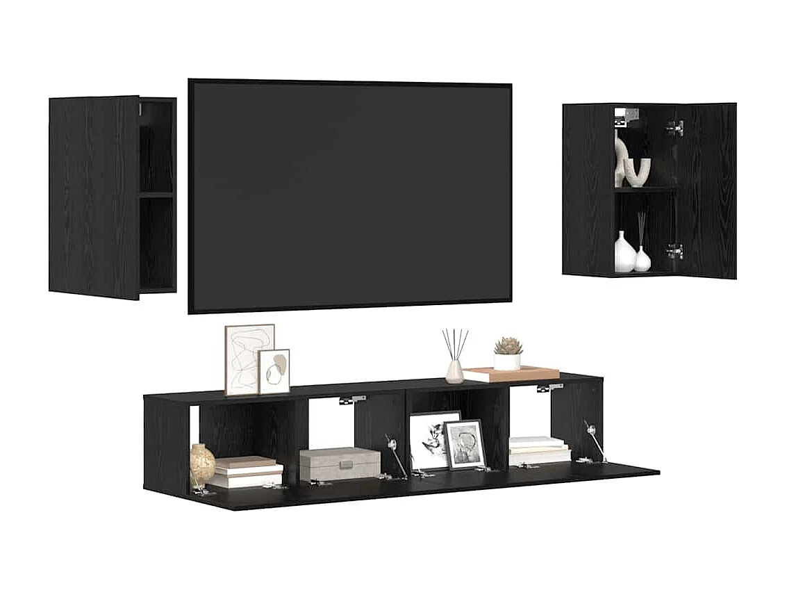 Ensemble meuble TV 4 pcs Chêne noir 80 x 30 x 30 cm