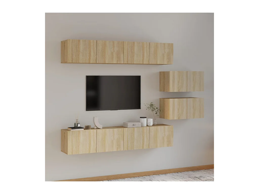 Set di mobili TV da 6 pezzi in legno ingegnerizzato Sonoma Oak