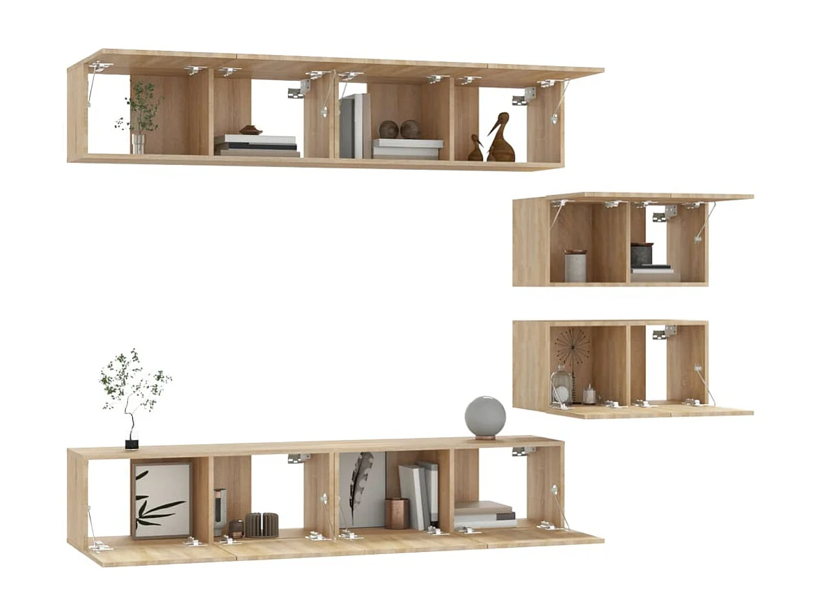 Set di mobili TV da 6 pezzi in legno ingegnerizzato Sonoma Oak