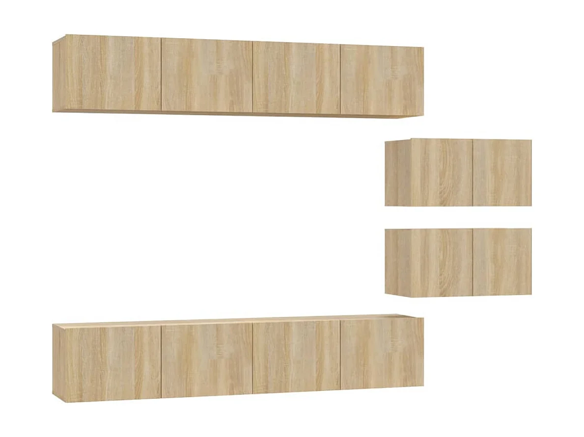 Set di mobili TV da 6 pezzi in legno ingegnerizzato Sonoma Oak