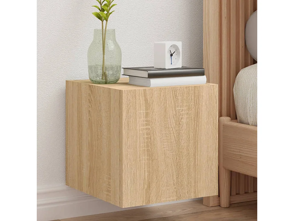 Mobili TV a parete con luci LED, 2 pezzi, rovere Sonoma, 30,5x35x30 cm