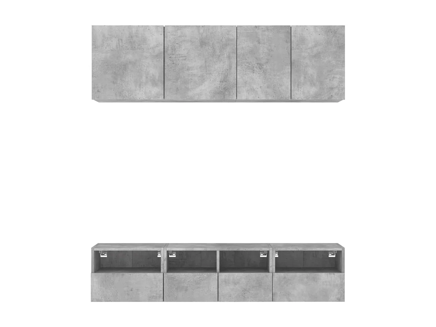 Unités murales TV 5 pcs gris béton bois d'ingénierie