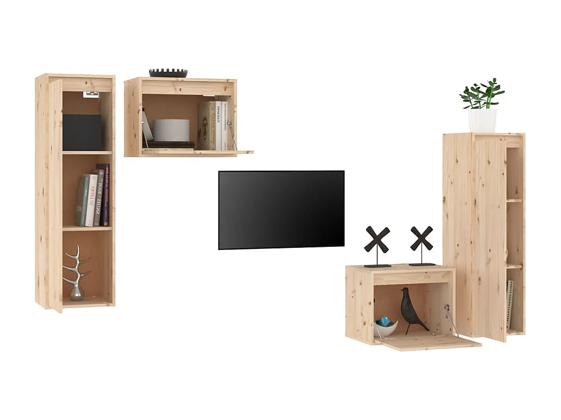 Meubles TV 4 pcs Bois massif de pin