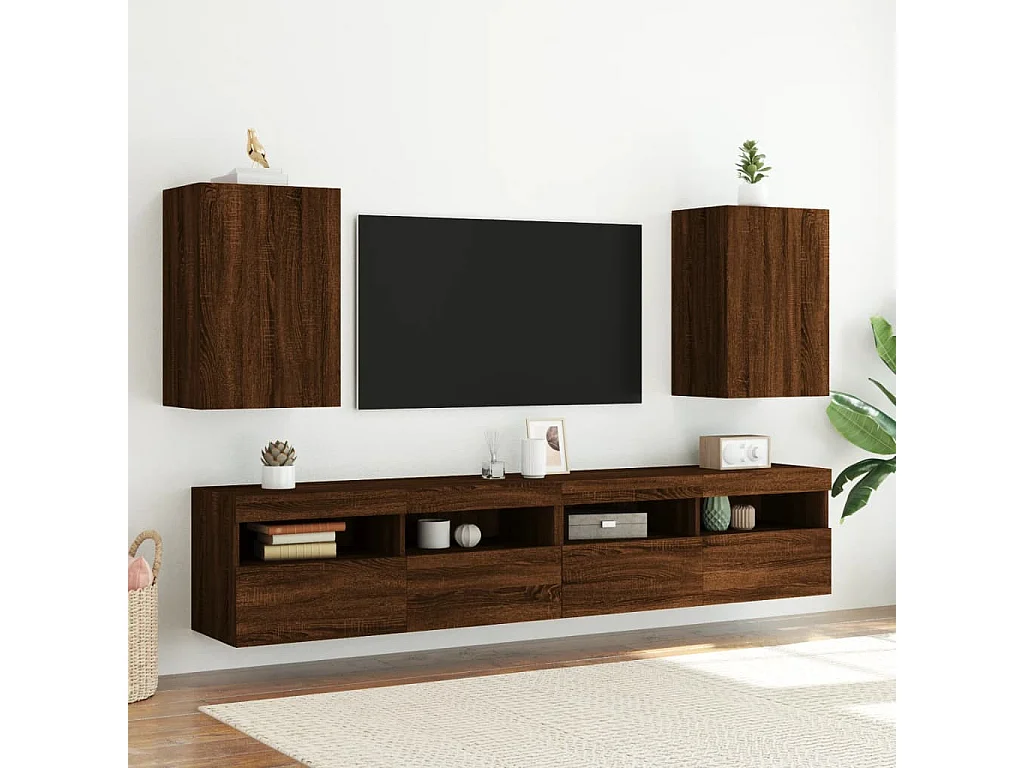 Mobile porta TV a parete rovere marrone 40,5x30x60 cm in legno ingegnerizzato