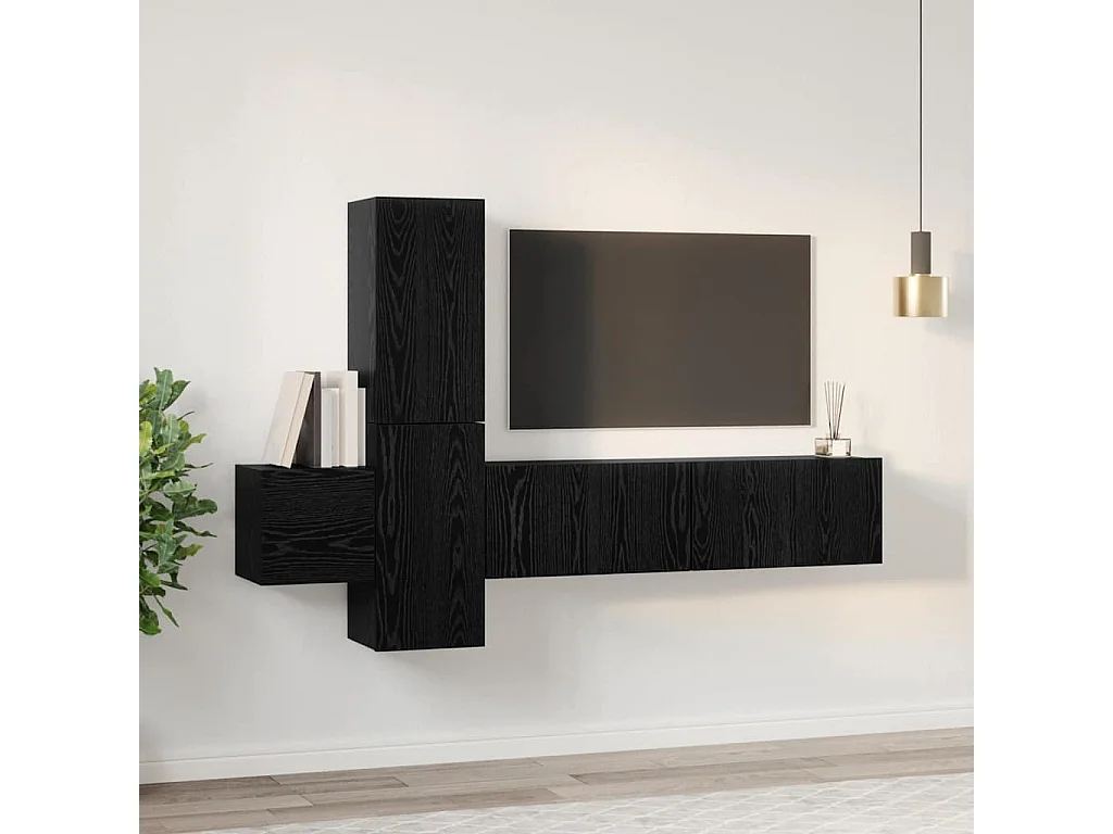 5-teiliges TV-Schrank-Set Schwarzeiche 181 x 30 x 120 cm