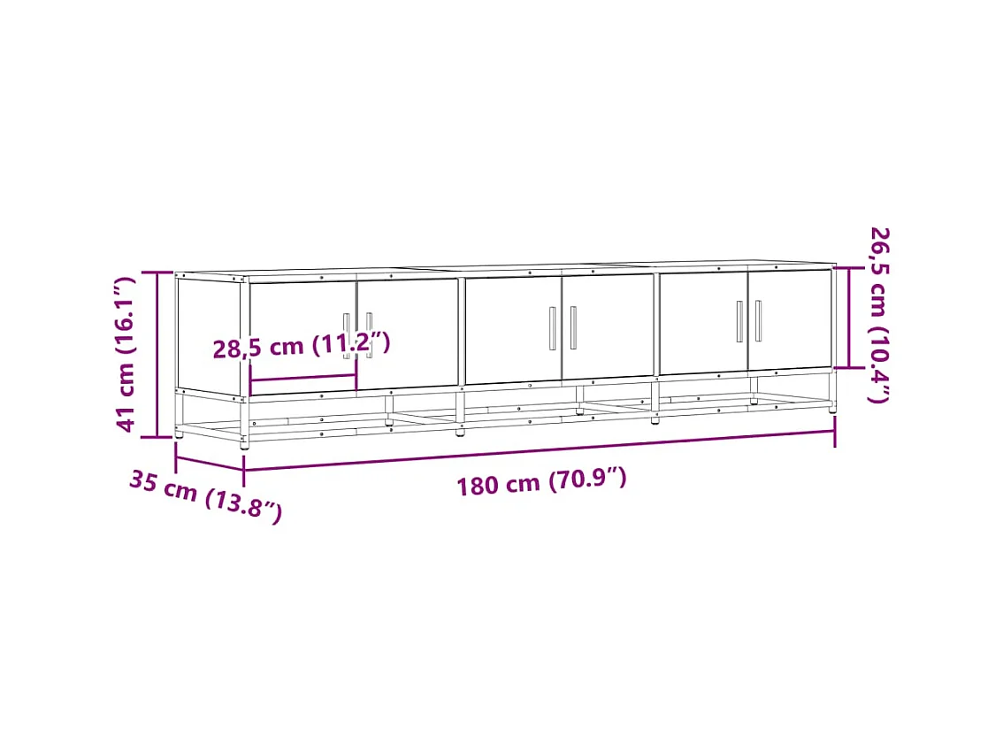 Meuble TV chêne marron 180x35x41 cm bois d'ingénierie