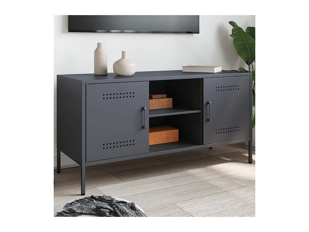 Mobile porta TV antracite 100,5x39x50,5 cm acciaio